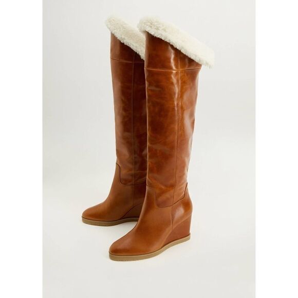 Mango Bovine leather boots new in box high leg - Picture 1 of 8